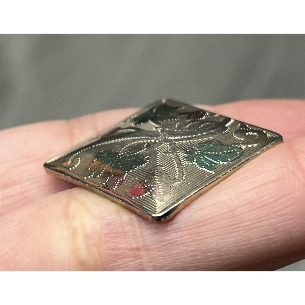 Vintage Gold Tone Etched Floral Design Cufflinks Square Mens Fashion Jewelry - Picture 5 of 8